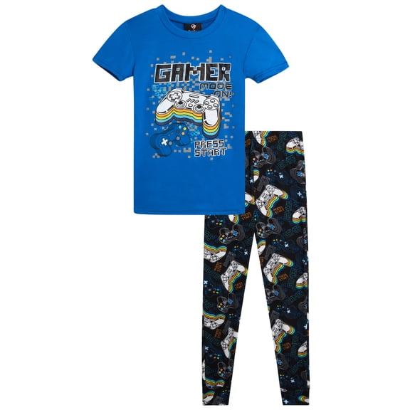 Quad Seven Boys' Pajama Set - 2 Piece Soft Stretch Hacci Pajama Top and Pants Set for Boys (4-12)