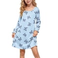thumbnail image 2 of JOANKDMI Girls Butterfly Pattern Nightgowns Long Sleeve Sleepwear Soft Nightshirt Comfy Casual Lounge Dress Ruffled Cuff Sleep Shirt Pj Nightwear Slumber Party Kids, 2 of 8