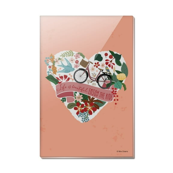Life is Beautiful Enjoy the Ride Bicycle Rectangle Acrylic Fridge Refrigerator Magnet