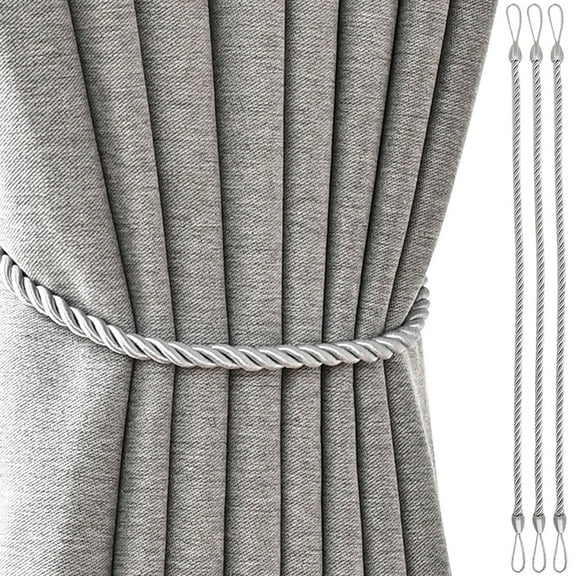 RENACLIPY 4Pcs Decorative Grey Curtain Tiebacks with Rustic Design for Living Room