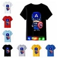 thumbnail image 2 of Ropa de dibujos animados de Disney, camiseta de Capitán América para niños, camiseta de verano, camisetas de manga corta con luz LED para niñas, camisetas para niños pequeños White10T Gao Jinjia LED, 2 of 2
