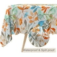 thumbnail image 2 of 60x84inches Eucalyptus Leaves Fall Tablecloth Orange Blue Leaves Print Rectangle Table Cloth Cover Autumn Kitchen Dining Table Decoration for Thanksgiving Day Harvest Party Outdoor Camping, 2 of 7