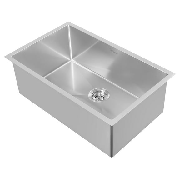 Whitehaus Collection WHNPL2918-BSS Noah Plus 16 Gauge Single Bowl Dual-Mount Sink Set - Brushed Stainless Steel