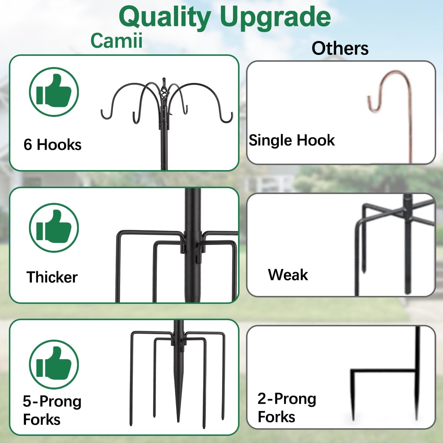 103 in Bird Feeding Station Kit, 6-Hook Wild Bird Feeder Stand Pole, Steel Multi-Feeder Pole with 5-Prong Base, Mesh Tray, Bird Bath for Attracting Wild Birds