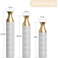 thumbnail image 2 of Large Glazed Metal Floor Vases Decorative Tall Set of 3 Handmade Gorgeous Modern Home Decor Oversized Center Vases Standing Flower Holder for Home Décor Indoor (White+Gold Lines), 2 of 7
