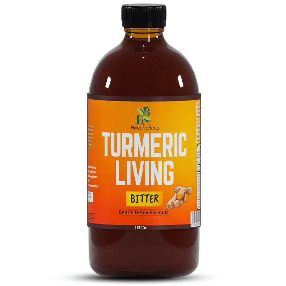 Herb To Body Turmeric Bitters Liquid 16oz - with Turmeric Root and Natural Herbal Blend