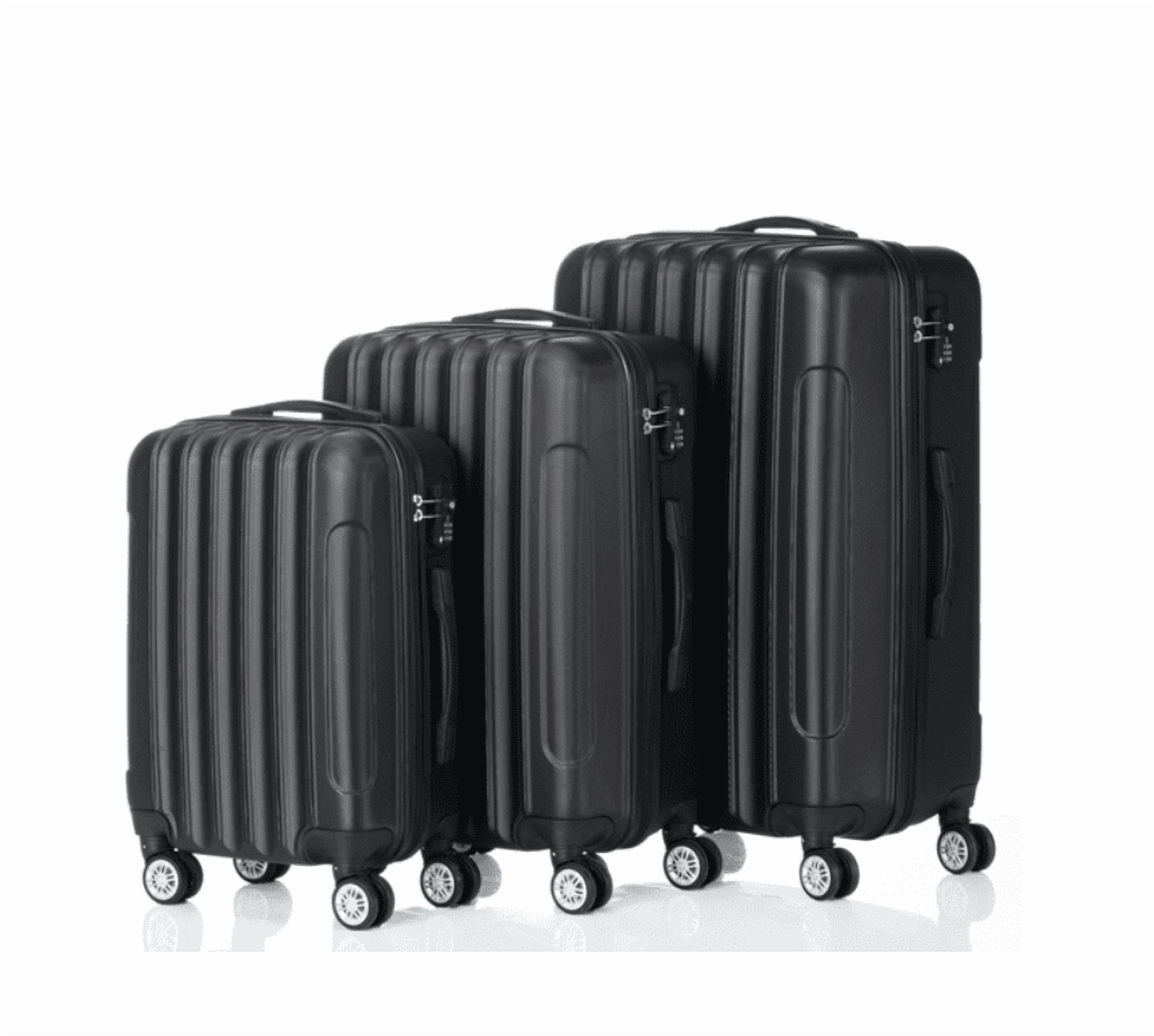 Alvantor 3-in-1 Large Capacity Travel Suitcase Set, Durable ABS+PC Hardshell Luggage with Wheels, Black (20"|24"|28")