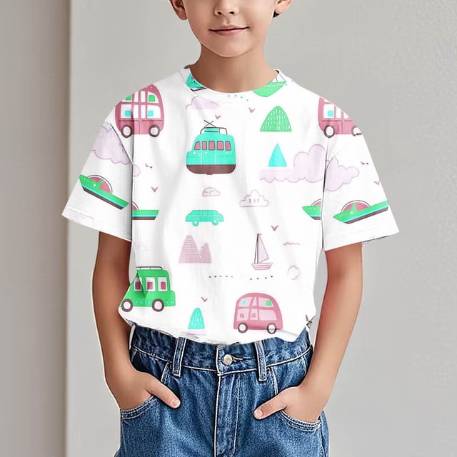 DecSea T-shirt Respirant Unisexe d'Été pour Enfants T-shirt Tendance pour Enfants T-shirt Imprimé Col Rond Confortable T-shirt Ample à Manches Courtes Blouse Décontractée