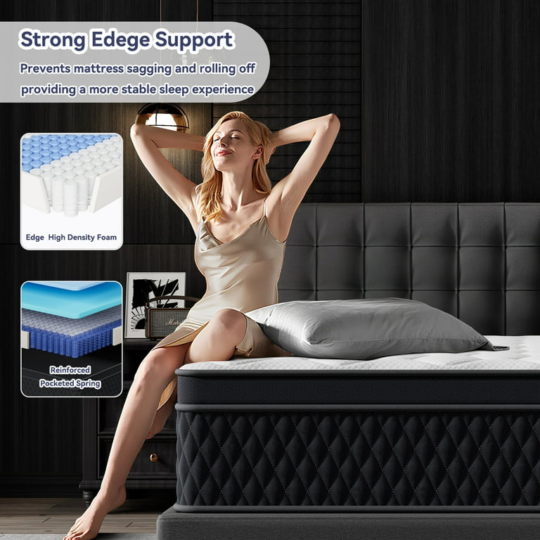 10 Inch Twin XL Mattress in a Box Memory Foam Hybrid Mattress with Individually Pocketed Springs for Isolate Motion Pressure Relief CertiPUR US