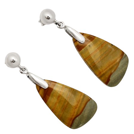 Natural Polygram Jasper 925 Sterling Silver Earrings Jewelry E-1199 SDE90733