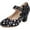 Black Velcro, variant on Women Polka Dot Mary Jane Bow Pumps Block Heels