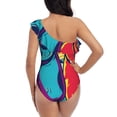 thumbnail image 5 of Sikiie Gaming Print Women One Piece Swimsuits Tummy Control One Shoulder Bathing Suits Ruffle Swimwear, From S to XXL-Small, 5 of 6