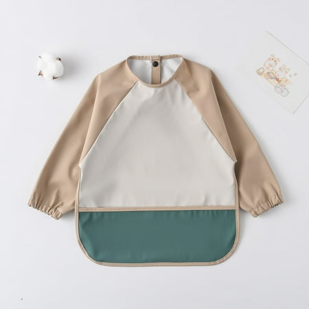 

DDWD Danish Children‘s Waterproof Anti-Dressing Bib Baby‘s Dining Clothes Bib PU Waterproof Baby‘s Rice Pocket Anti-Dirty Feeding Clothes