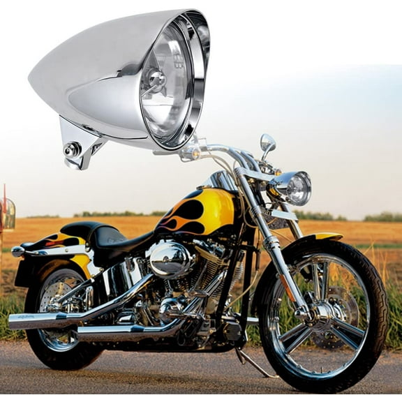 Astra Depot Chrome Billet Custom Headlight 5-3/4" Tri-Bar Fit Harley Sportster Dyna FX Softail