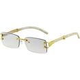 thumbnail image 5 of Gold Stylish Glasses Clear Lens Rectangular Retro Rimless Tinted Sunglasses, 5 of 12