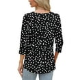 thumbnail image 3 of Dasayo Summer Tops for Women Black 3/4 Sleeve Buttons Polka Dot Crewneck T-Shirt Sweatshirts for Women Trendy L, 3 of 7