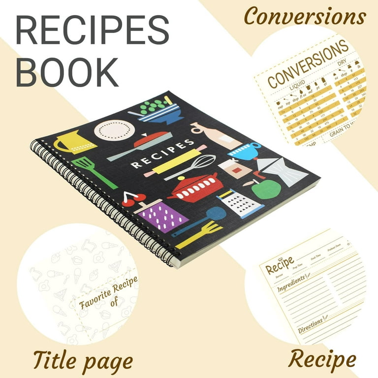  Recipe Book to Write in Your Own Recipes, 8.5 x 11 Personal  Blank Recipe Notebook, Removable Hardcover Recipe Journal Book Binder with  8 Dividers and 24 Tabs, Hold up to 240