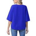 thumbnail image 4 of Anygrew Womens Tops Summer Blouses V Neck Batwing Sleeve Tops Tie Knot Chiffon Button Down Casual Blouse, 4 of 7