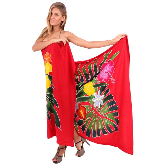 HAPPY BAY Women's Beach Cover up Wraps Skirt Beachwear Coverups Long Swimwear Swim Summer Pareos Bathing Suit Cover-up Cover up for Women One Size Red, Floral