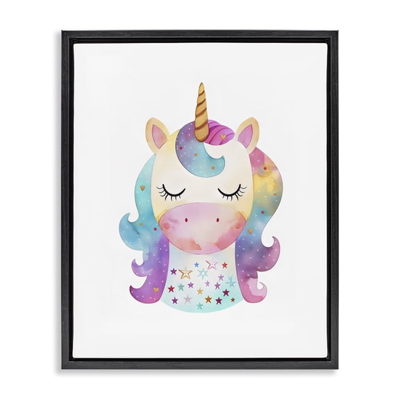 Stupell Industries Bohemian Unicorn Nursery Fantasy Animal Black Floating Frame Canvas Art, 17 x 21, by LSR Design Studio