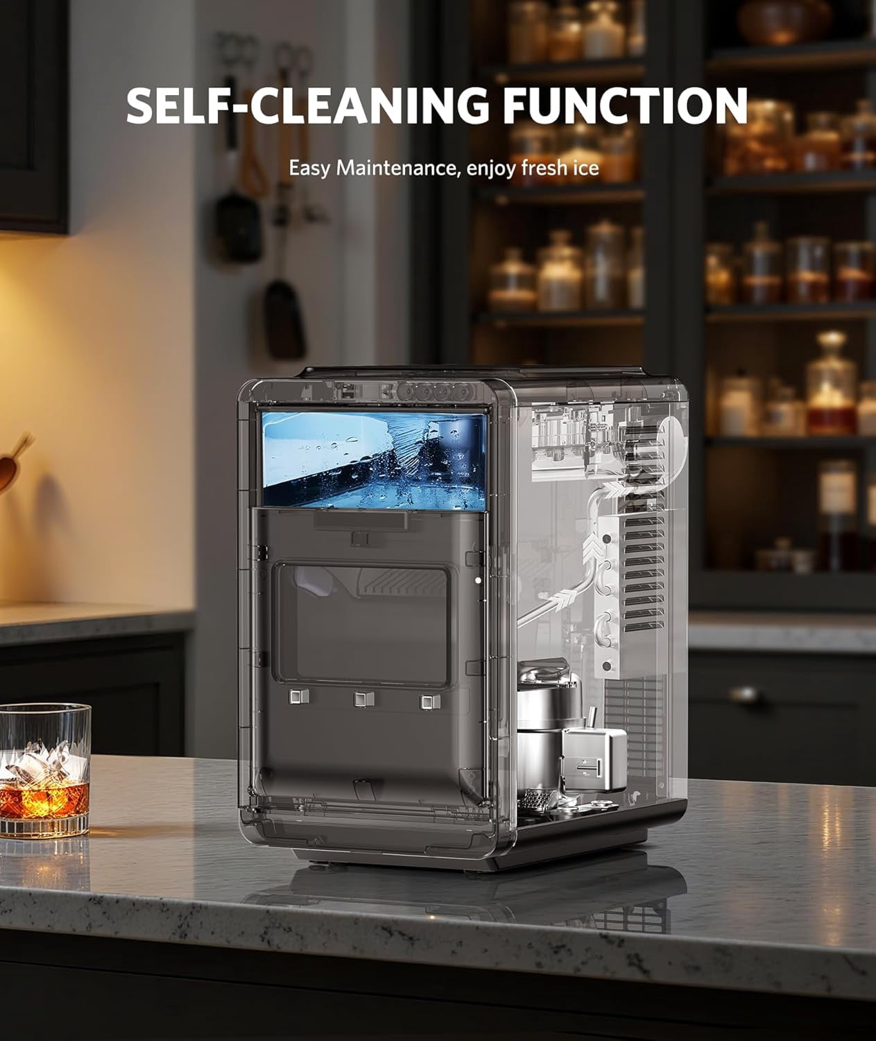 LHRIVER Nugget Ice Maker Countertop, Pebble Ice, 35Lbs/24H, Self-Cleaning, Silver
