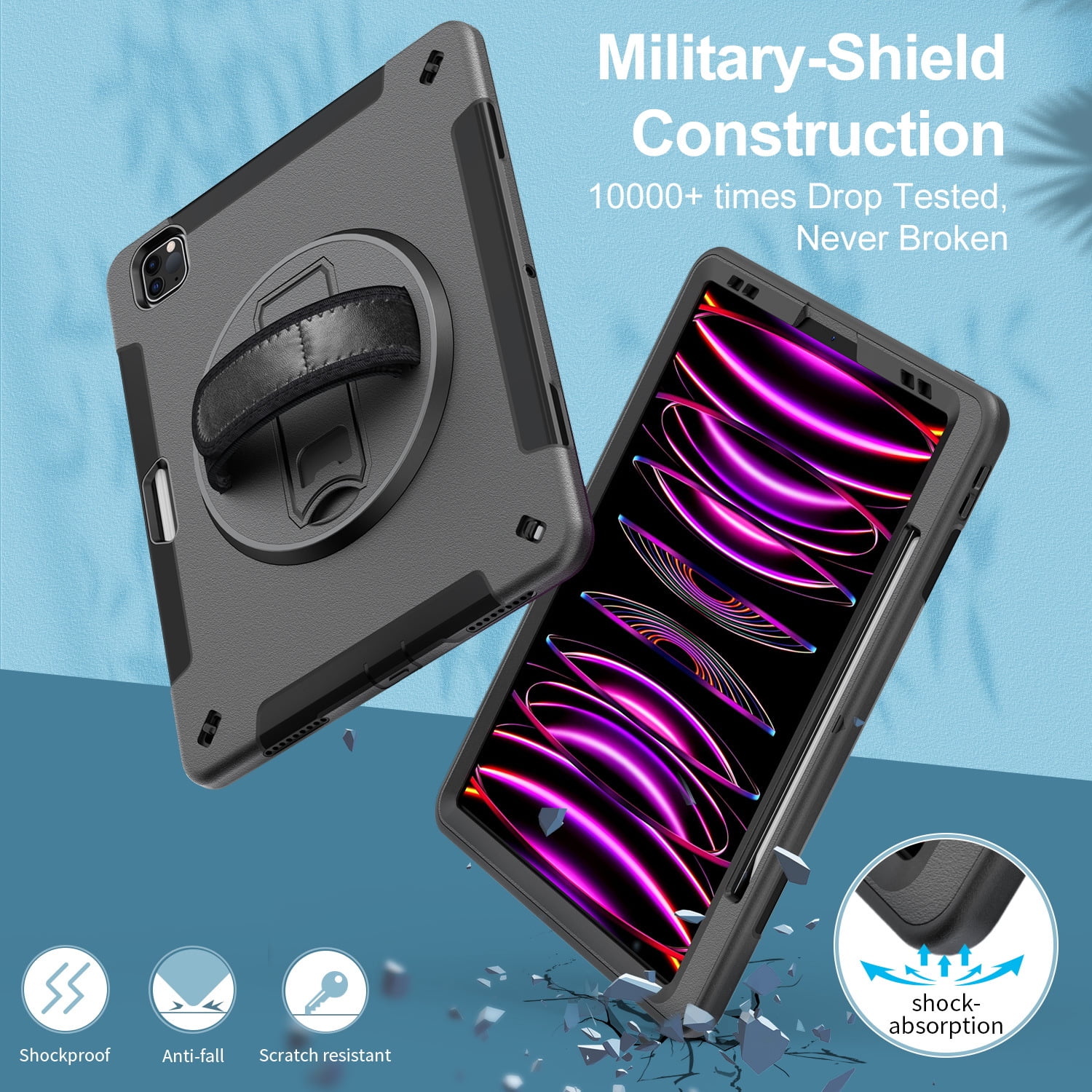 ZOLOHONI Case for Apple iPad Pro 12.9 inch 6th 5th 4th 3rd Gen & iPad Air 13 inch (M3/M2) Heavy Duty Rugged Shockproof Cover