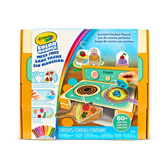 Crayola Color Wonder Scented Kitchen Playset, Mess Free Coloring Kit with Scented Markers & Stamps, Role Play Activity, Adaptive Arts & Crafts for Kids, Gift for Toddlers, 3 