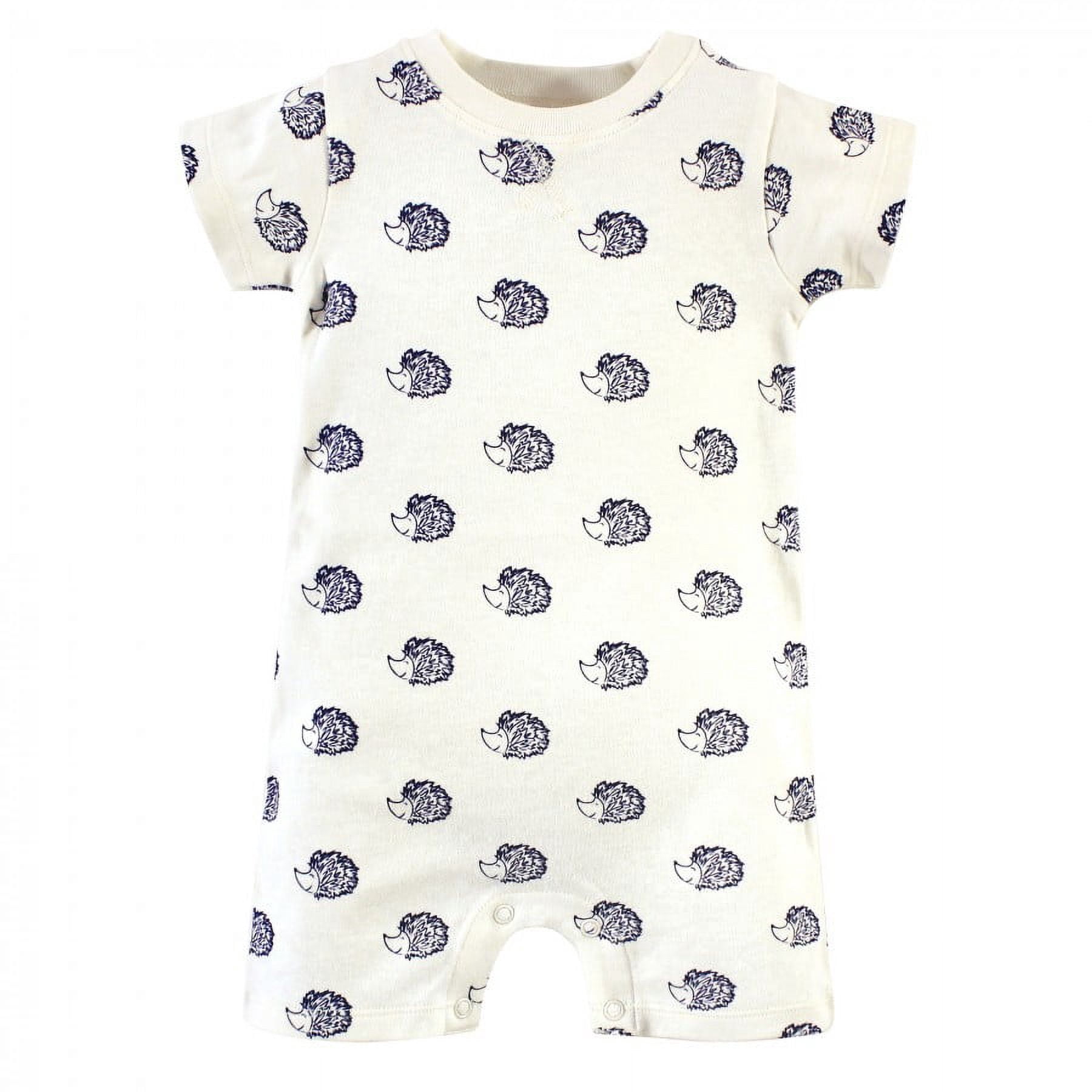 Touched by Nature Baby Boy Organic Cotton Rompers 3pk, Hedgehog, 9-12 Months
