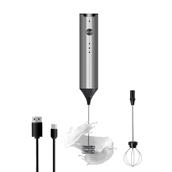  Milk Frother Handheld, Type C Rechargeable Electric Whisk Coffee Frother Mixer for Coffee, 3 mixing Speeds Mini Milk Foamer Drink Mixer with 2 Whisks for Coffee Matcha Frappe Latte Cappuccino
