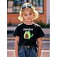 thumbnail image 1 of Stylish Girls' Avocado Graphic Tee - Soft Polyester & Spandex Blend, Casual Round Neck, Short Sleeve Knit Top for Summer - Black with Playful Avocado Print, 1 of 5