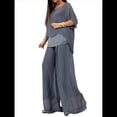 thumbnail image 2 of Conjunto de 2 Piezas para Mujer, Top Brillante, Pantalones Anchos, Traje Informal de Cuello Redondo con Lentejuelas. Gris M, 2 of 8