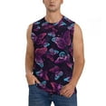 thumbnail image 2 of Lsque Purple Butterfly Print Men's Cotton Blend Sleeveless Muscle Shirts (S-3XL)- Moisture Wicking, Odor Protection, UPF 30+,Large, 2 of 8