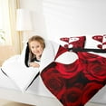 thumbnail image 4 of jejeloiu Rose Loves Pattern Queen Comforter Set,Romsntic Valentins'S Day Bedding Sets,Red White Bedding Comforter Set For Men Women,Luxury Bedroom Decor Reversible,3pcs, 4 of 8