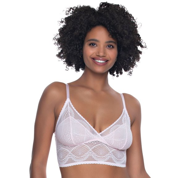 Felina Finesse Cami Bralette - Stretchy Lace Bralettes For Women - Sexy and Comfortable (Barely Pink, 1X-2X)