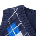 thumbnail image 2 of Woman?s Retro Knitted Bare Midriff Waistcoat, Diamond Pattern Ribbing Elastic Slim V-neck Sleeveless Sweater, Daily Life, 2 of 6