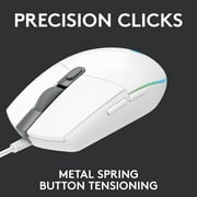 Logitech G203 LIGHTSYNC Wired Gaming Mouse, 8,000 DPI, Rainbow Optical Effect LIGHTSYNC RGB, 6 Programmable Buttons, White
