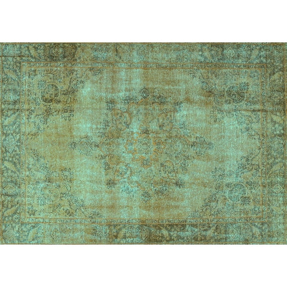 Ahgly Company Machine Washable Indoor Rectangle Persian Turquoise Blue Traditional Area Rugs, 5' x 7'