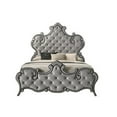 thumbnail image 2 of Classic Ornate Queen Size Bed, Carved, Button Tufted Headboard, Gray Velvet, 2 of 7