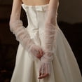 thumbnail image 4 of 1 pair Wedding Gloves Fingerless Tulle Sheer Mesh Gloves with Pearl for Wedding Ceremonies Birthday Parties Performances Proms for making, 4 of 7