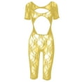 thumbnail image 5 of JWZUY Women's Mesh Lace Bodycon Jumpsuit Deep V-Neck Cutout One-Piece Outfit for Parties Romper Yellow L, 5 of 7