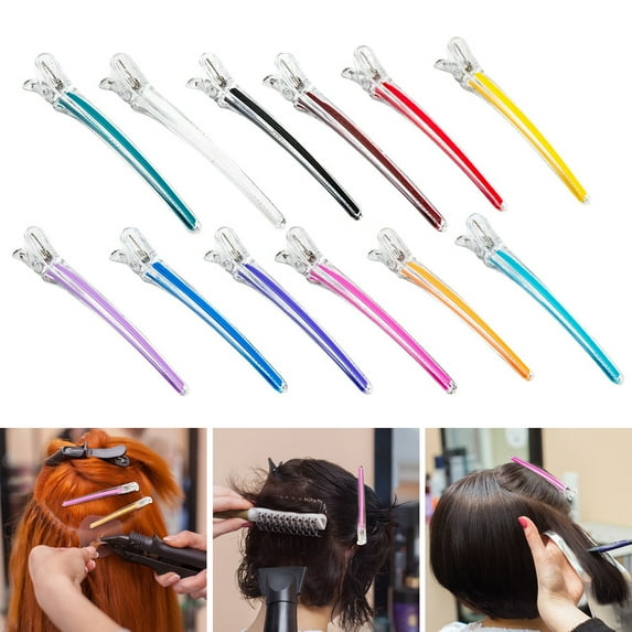 dianhelloya 6Pcs Styling Hairclips Non-marking Wide Application Removable Non-slip Particles Detailed Spring Hairdressing Aluminum Candy Color Crocodile Hairclips Hair Accessories