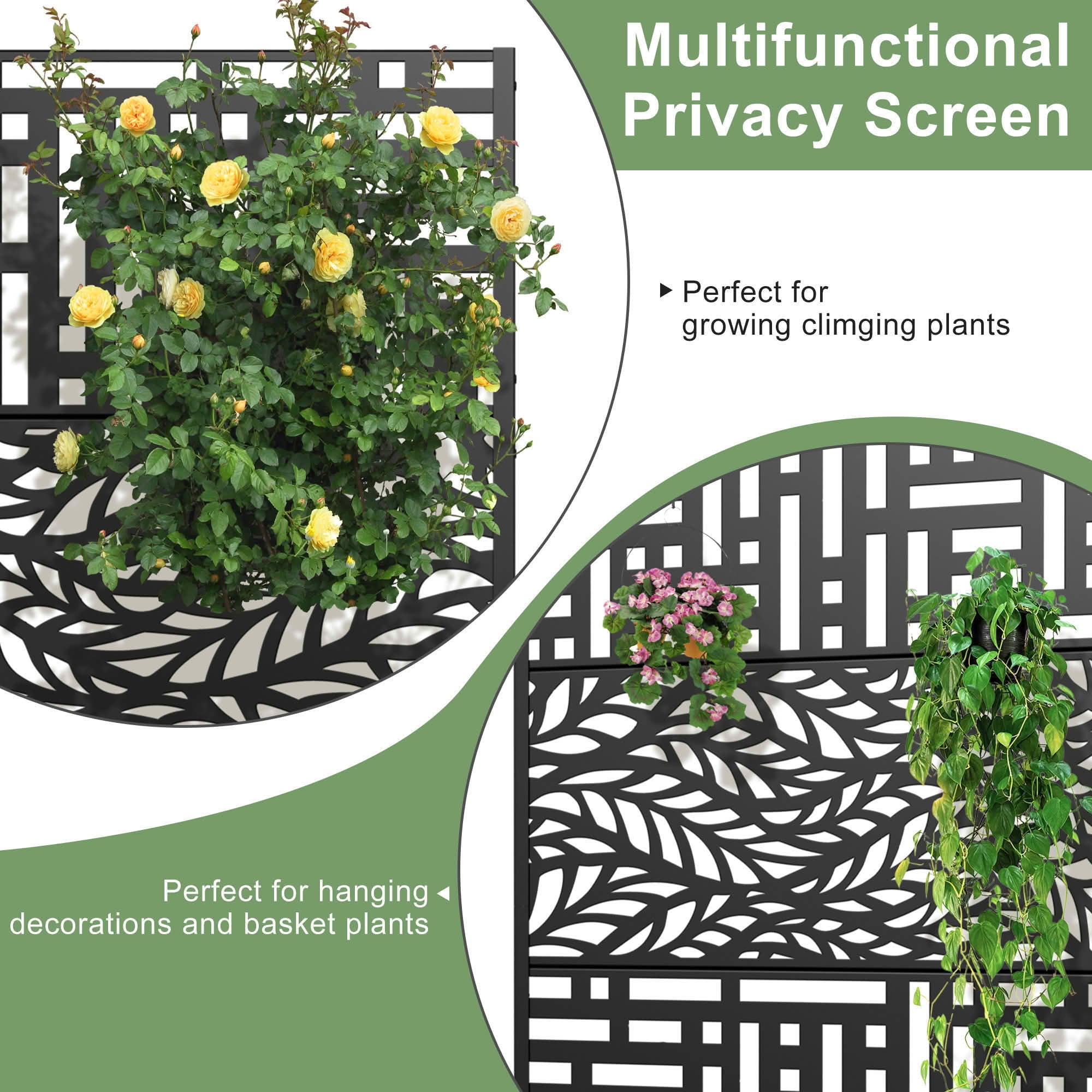 MAYEERTY 72x47x16 Inch Black Metal Planter Box with Trellis for Outdoor Garden & Patio