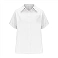 thumbnail image 2 of Camisa Estilo Boyfriend A Rayas Fruncidas para Mujer, Informal, con Cuello Corto, Mangas , Botones, Blusa con Bolsillo, Color , Talla XL, 2 of 7