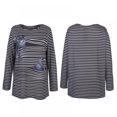 thumbnail image 3 of Long-sleeved T-shirt Print Loose Wild -Neck Tops Spring Summer Daily Clothes, 3 of 8