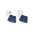 thumbnail image 2 of BemeyourBBs Toddler Baby Girls Summer Clothes Little Girl Cherry Denim Outfits 3D Cherry Lettuce Trim Ribbed Tank Tops and Elastic Embroidery Jeans Denim Shorts Set, 2 of 9