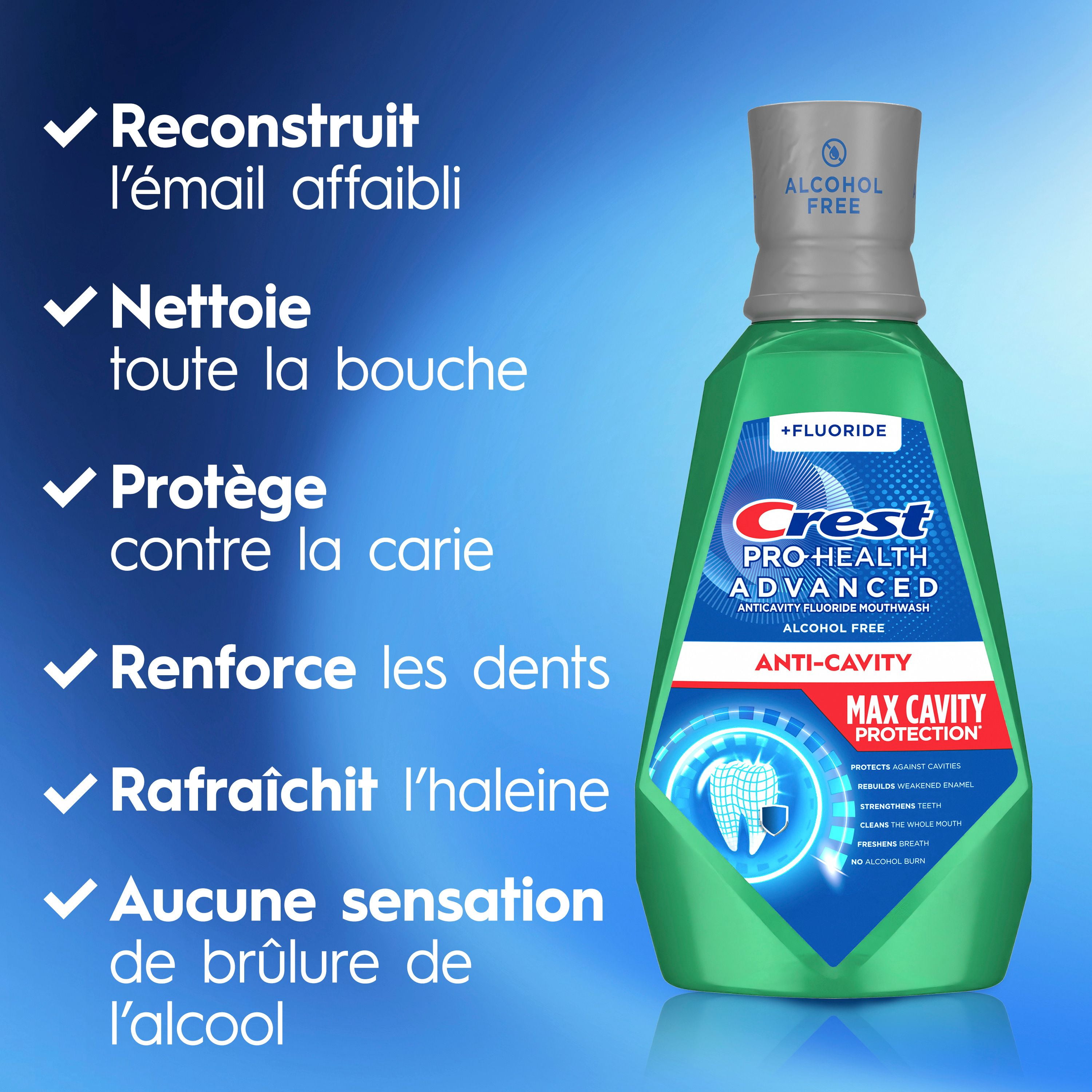 Rince-bouche Crest Pro-Santé Avancé Protection anticarie maximale, menthe douce, 1 L Purée - 113 ml