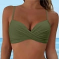thumbnail image 2 of CELIEAN Women Back Stainless Steel Hooks Swimwear Tops Underwire Full Coverage Bikini Top Push Up Swim Crop Top Tie Back Bathing Suit Tops Green M, 2 of 2