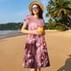 thumbnail image 4 of Fotbe Delicate Pink Carnations Vestido Largo de Moda para Mujer, Vestido Tipo Camiseta con Manga Corta y Estilo Casual a Rayas y Bloques de Color, 4 of 6