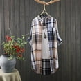 thumbnail image 2 of Abstract Print Flannel Shirt Jacket, Lightweight Open Front Cardigan with Non-Positional Pattern & Versatile Layering Potential,Khaki L, 2 of 5