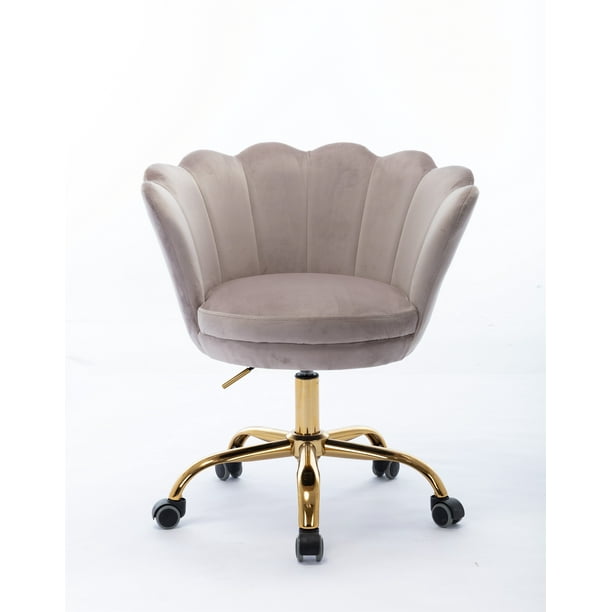 Light Grey Upholstered Task Shell Chair For Girls Women Adjustable Swivel Vanity Chair With Padded Seat Walmart Com Walmart Com